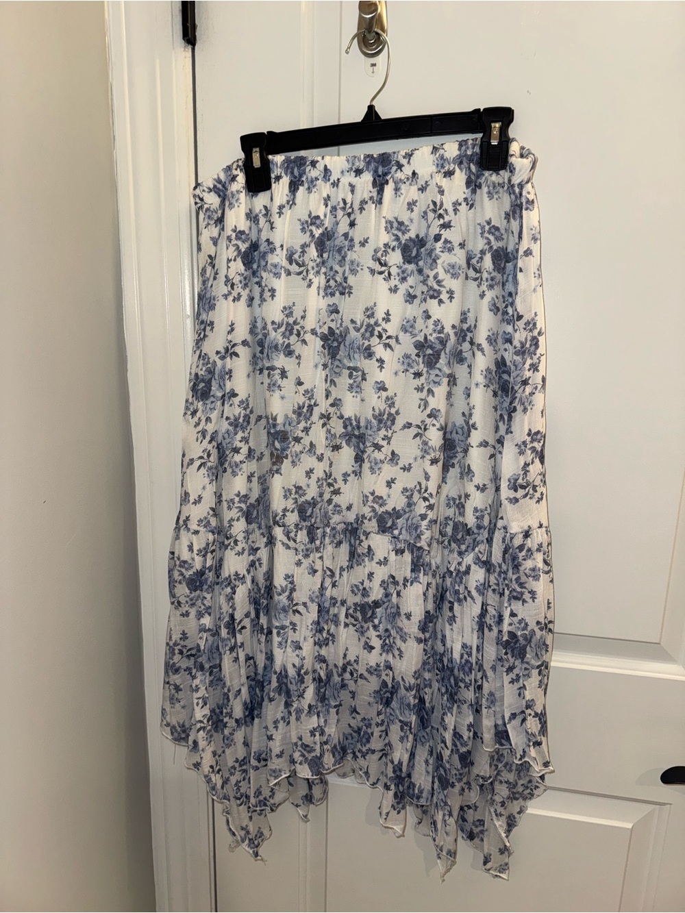 Blue Floral Tiered Skirt